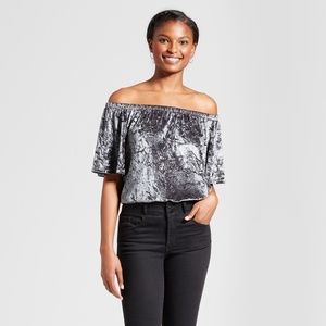 Crushed Velvet Off the Shoulder Top